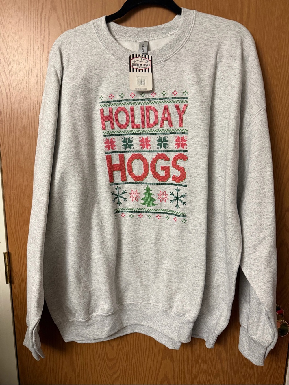 Holiday Hogs Crewneck Sweatshirt - Light Gray